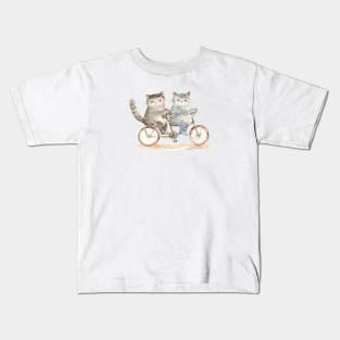 Two cats on a bike Kids T-Shirt